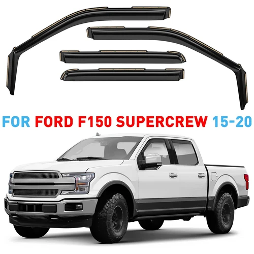 In Channel Rain Guards Vent Visors Shade for 2015-2020 Ford F-150 SuperCrew - Bild 1 von 13