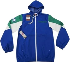 Seattle Seahawks Mens Mitchell & Ness Light Weight Zip Windbreaker Jacket $95