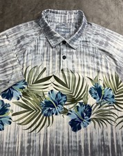 Tommy Bahama Polo Shirt Mens L Tide Pool Royale Island Zone Floral Performance