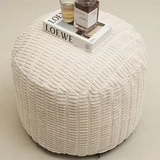 Round Padded Futon Ottoman, Storage Ottoman Futon Footstool Cushion