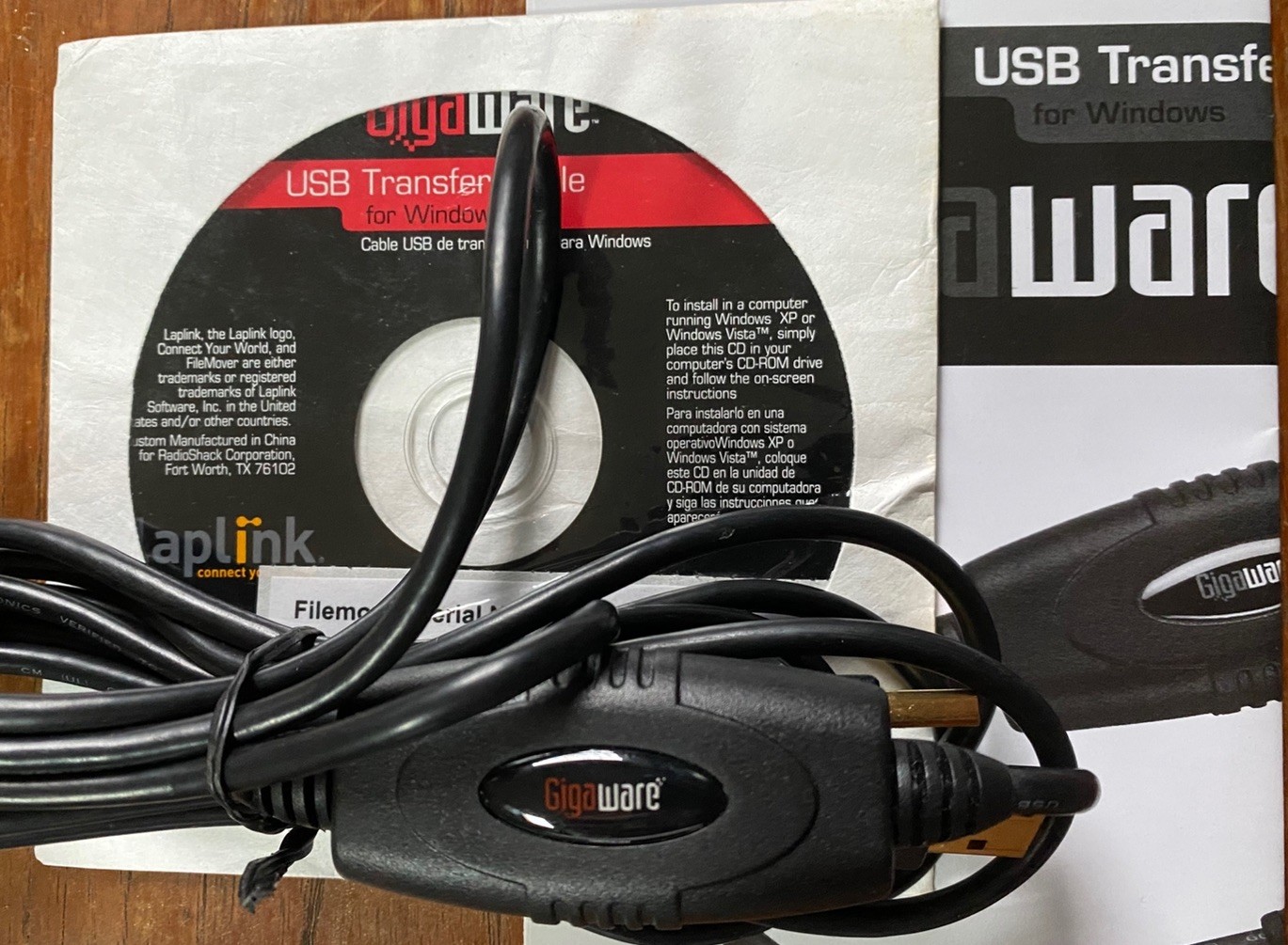 Gigaware USB to USB Data Transfer Cable, FileMover Installat