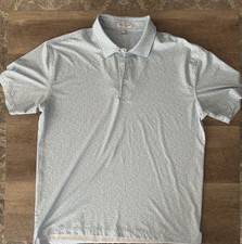 Peter Millar Summer Comfort Men's Blue Geometric Polo Shirt XL Short Sleeve