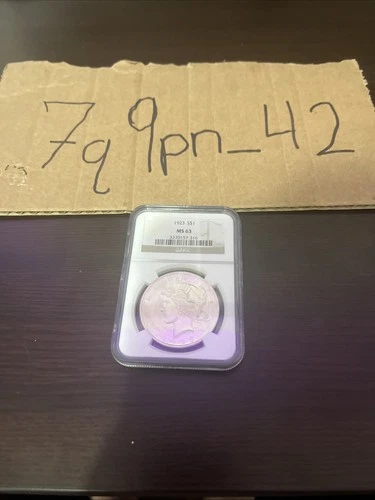 1923 ms63 peace dollar NGC Slabbed 90% Silver Coin