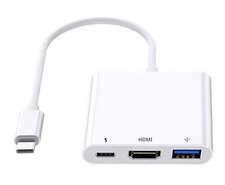 USB C to HDMI Multiport Adapter 4K HDMI USB3 USB-C Fast Charge for iPhone 15 Mac