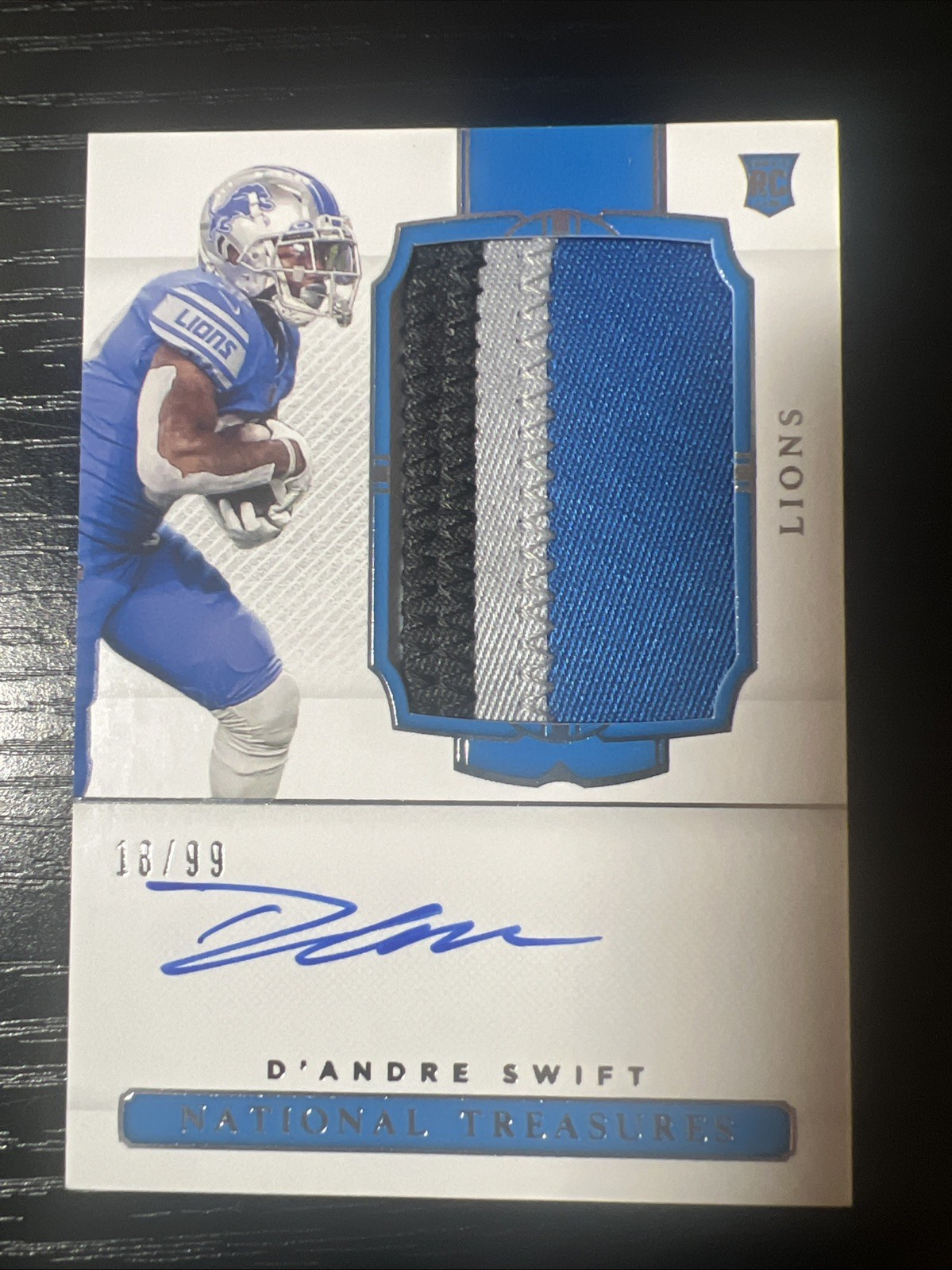 2020 Panini National Treasures D' Andre Swift Rookie Patch Auto /99 RPA RC #165