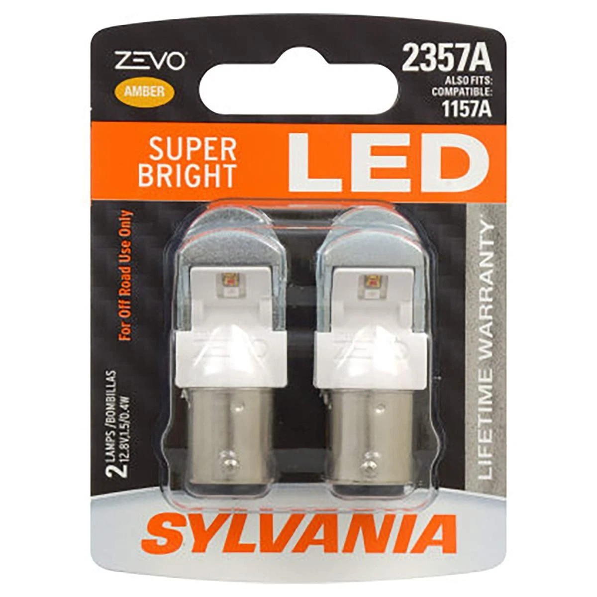 SYLVANIA 2357 ZEVO LED Amber Bulb for Park & Turn Lights (2 Bulbs)