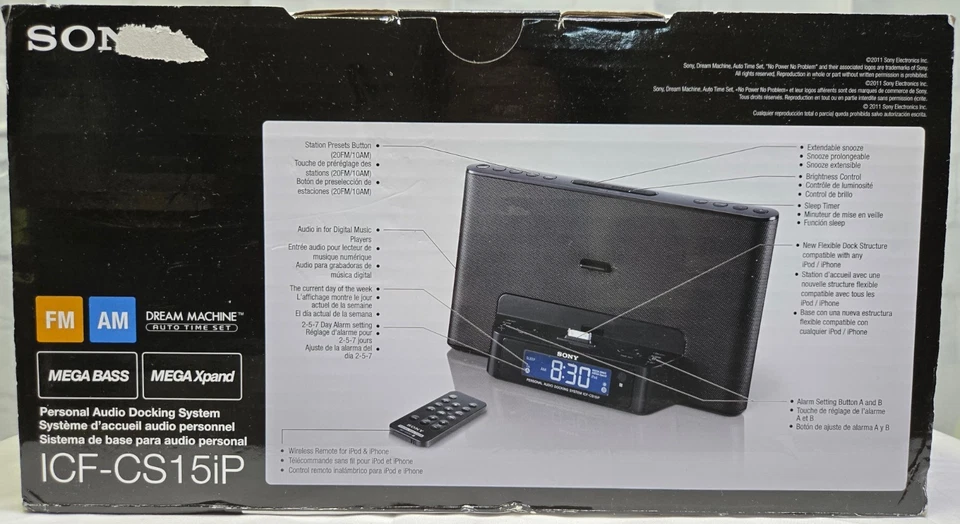 SONY Dream Machine ICF-CS15ip With Bluetooth & USB C connectivity New In Box - Image 3 of 4