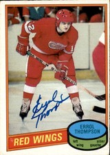 Errol Thompson Signed Auto 1980-81 O-Pee-Chee card Detroit Red Wings
