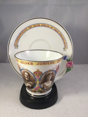 Vintage Paragon Silver Jubilee George V & Queen Mary Tasse und Untertasse 1935