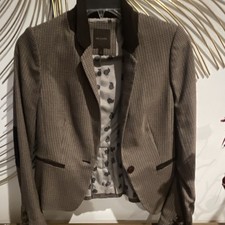 The Limited Brown Houndstooth Notch Lapel One-Button Blazer Women's Size S