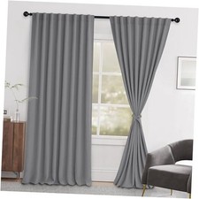Tall Curtains 2 Panels for Living Room, Back Tab 70"W x 108"L Pack of 2 Grey