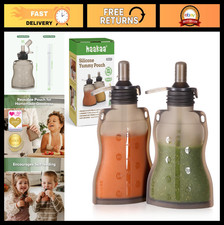 Reusable Baby Food Pouches 4oz - Squeezable Storage for Homemade Organic Baby Fo