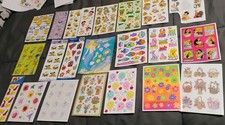 22 Vtg Sticker Sheets Hallmark AGC Disney Holiday Floral Sagwa Fish Dogs MORE+++