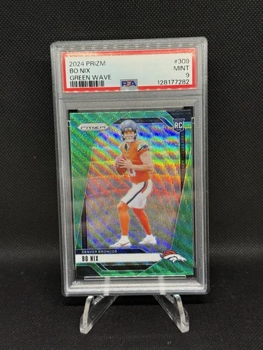 2024 Panini Prizm Bo Nix #309 Green Wave Rookie RC - PSA 9 - Broncos