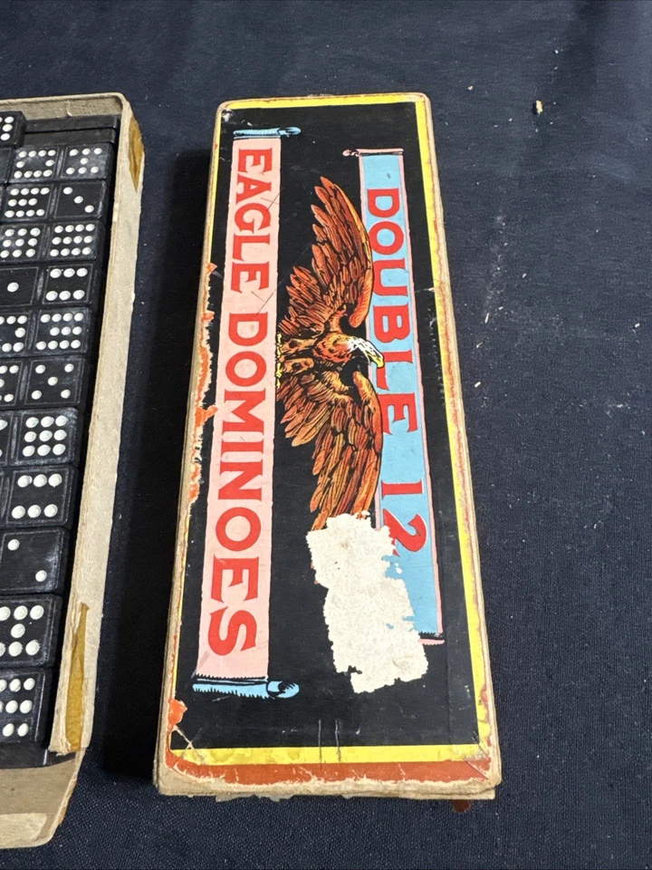 Vintage 1930S Double #12, Eagle Dominoes Box CRISLOID Plastics, Inc - Image 4 of 4