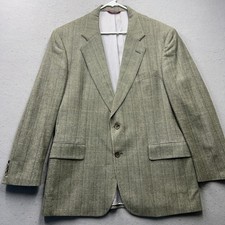 Jos A Bank 100 Silk Olive Herringbone Sport Coat Blazer USA Made Mens