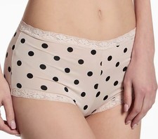 MAIDENFORM Fabulous Fit Classic Lace Trim Dot Sandshell Boyshort Panty Womens M