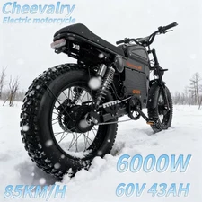 GT20 20" Fat tire Electric Motorcycle 6500W 60V43AH Warrior E Dirt Bike US stock