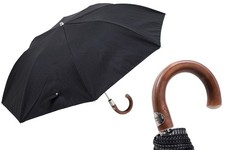 CLASSIC FOLDING UMBRELLA, CHESTNUT HANDLE  Pasotti  Handmade in Italy