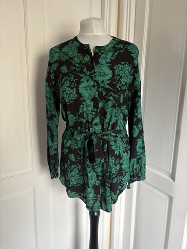 Mackintosh, Whistles Mackintosh Green Black Print Tunic Blouse Size Uk 6 BNWT RRP £125