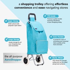 Lightweight Aluminium Shopping Trolley 59Litres Foldable 2 Wheeled Cart Durable