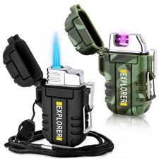 2-Pack Waterproof Lighter Dual Arc Butane Torch Outdoor Windproof Survival Kit