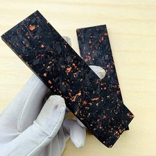 2PC Knife Handle Marbled Copper Resin Carbon Fiber Material Scales Slab Patch