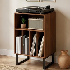 Record Player Stand with Vinyl Storage Cabinet, Turntable Table for Albums  LPs