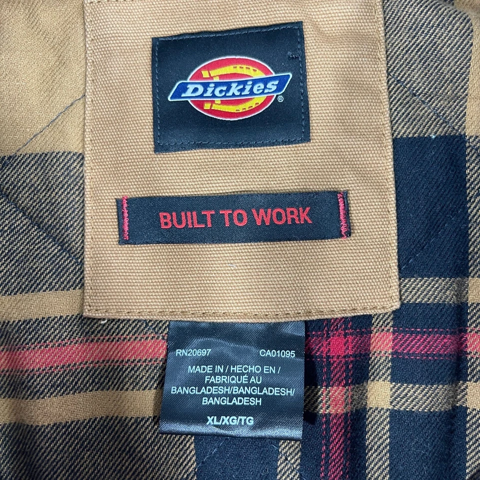 Dickies Mens XL Brown Insulated Canvas Work Coat Flannel Lined Jacket - Image 3 of 4