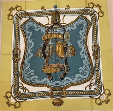 HERMES BRIDE DE COUR Carre 90 Silk 100 Scarf Multicolor Tags No Box Used