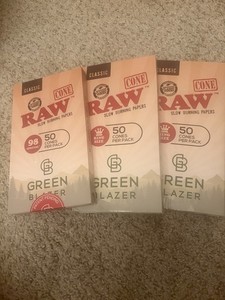 RAW Green Blazer Cones Lot 3 Packs Classic 98 Special King Size 50 Count Each