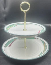 NORITAKE "NEW WEST" Two Tiered Center Handle Tidbit Tray