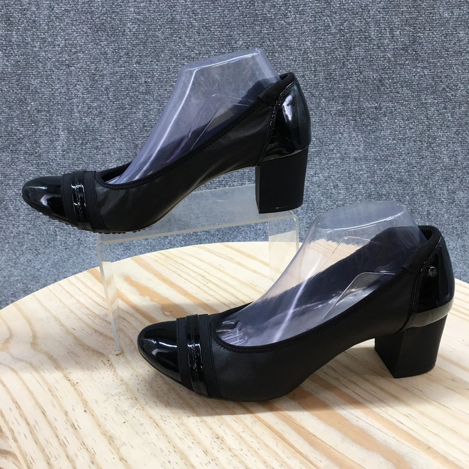 Anne Klein Heels Womens 10 M Guardian Casual Slip On Heels Pumps Black Leather - Image 2 of 4