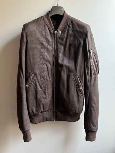 Rick Owens FW18 Raisin Blistered Lamb Padded Bomber Sz 54