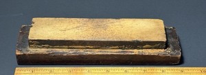 Natural Sharpening Oil Stone Hone with Wooden Base Old Tool Blade Sharpener