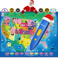 Qiaojoy V2 Interactive Kids Map Bilingual United States Map for Kids Learning...