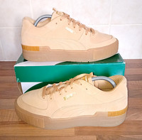 PUMA Beige Low Top Lace-Up Trainers Sneakers Rubber Sole UK 8 New Box