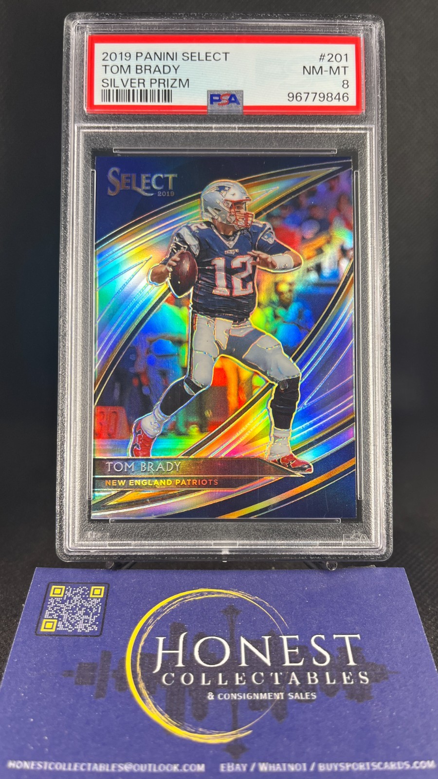 Tom Brady (SP) Grade PSA 8 - 2019 Panini Select Silver Prizm Field Level #201