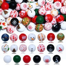 80pcs Christmas Silicone Beads for Keychain Medium,