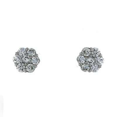 Tolle Blumen Ohrstecker 1,5-2 ctw je 7 Diamanten in Platin gefasst.