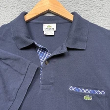 Lacoste Polo Shirt Mens Size 6 Blue Pique Cotton Short Sleeve Pocket Croc Logo