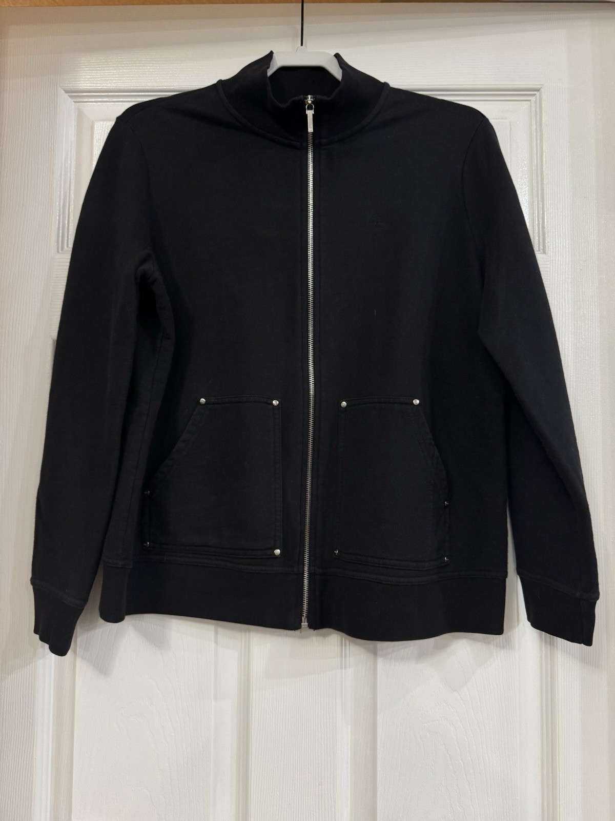 1x Lauren Ralph Lauren Black Jacket With Metal Detailing In Front, And Full Zip