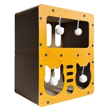 Cardboard Cat House 2-Tier Large Scratcher with Toys for Indoor Small Cats