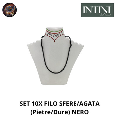 SET 10X KUGELDRAHT/ACHAT (Steine/Hart) SCHWARZ 155 INTINI (MI)