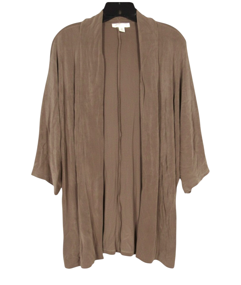NWT COLDWATER CREEK Brown TRAVEL KNIT Open Front DOLMAN SLEEVE Cardigan Sz 2X