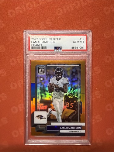 Panini 2022 Donruss Optic Lamar Jackson Ravens #13 Orange Prizm /199 PSA 10