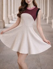 Alexander McQueen Knit Colorblock Modern Asymmetrical Skater Dress Size M NWT