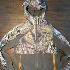 Field and Stream Mossy Oak Camo Youth Fleece Full Zip Hoodie Size Medium