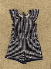 Vineyard Vines Blue Patterned Shorts Striped Romper Girls Medium 10 12 EUC