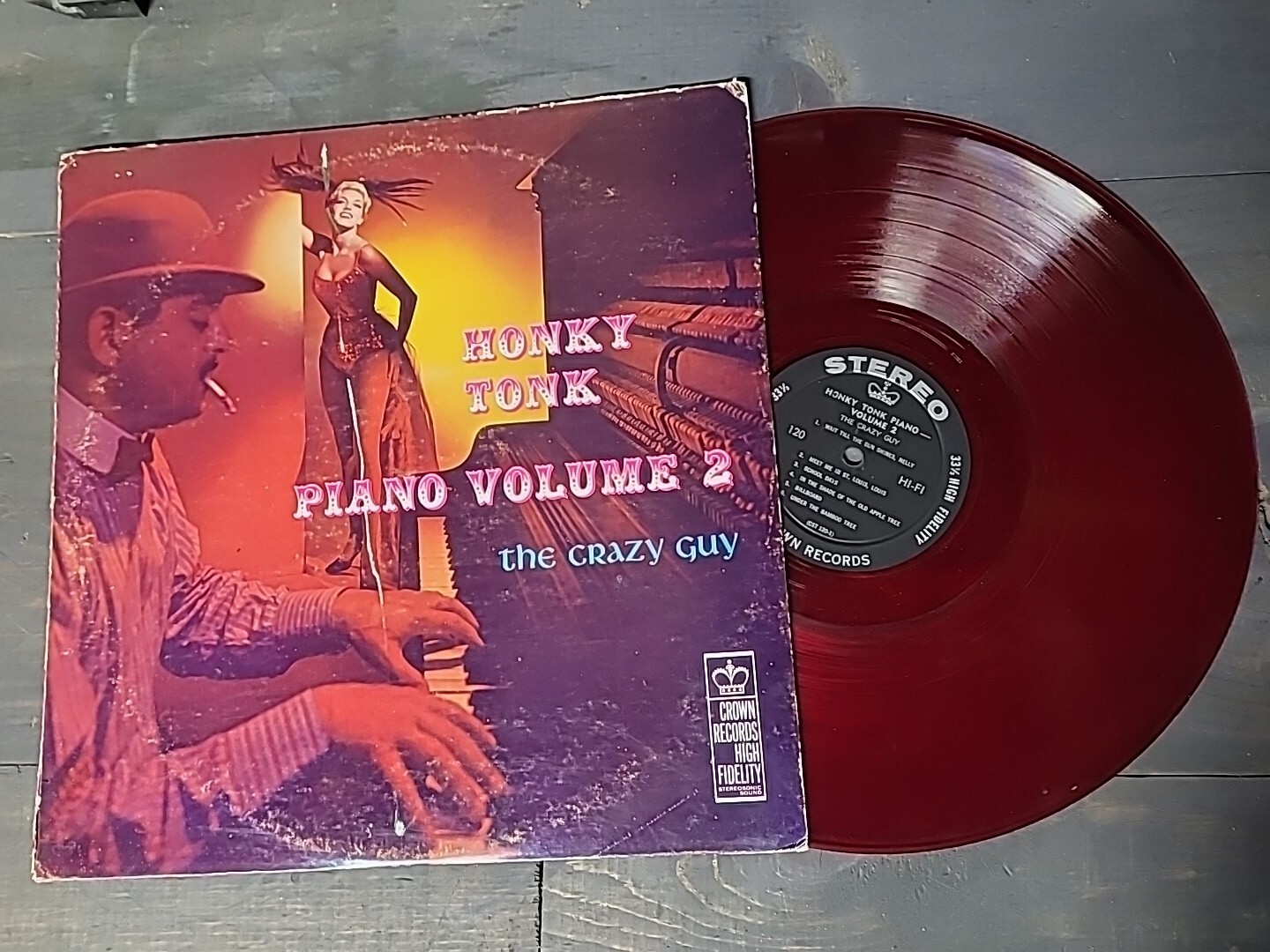 The Crazy Guy - Honky Tonk Piano Volume 2 (vinyl LP 1958) Crown Records Rare Red